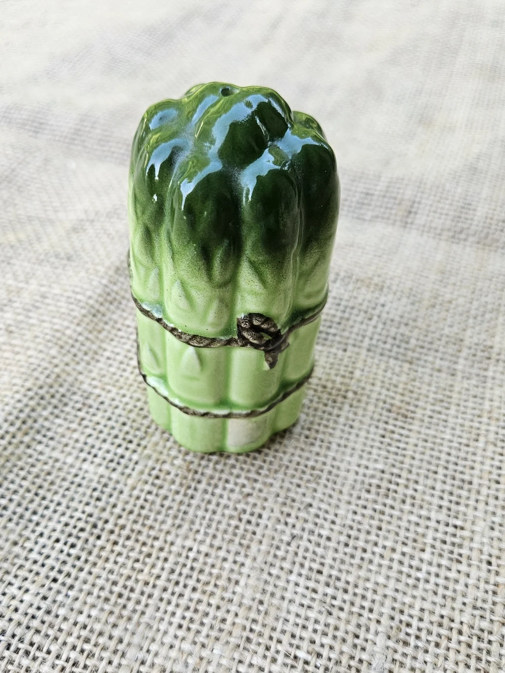 Vintage Green Ceramic Asparagus Salt Shaker